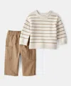 Carter's Baby Boys Striped Sweater & Cargo Pants, 2 Piece Set In Brown