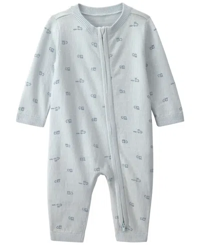 Carter's Baby Boys' Train 2-way Zip Long-sleeve Jumpsuit In Blue