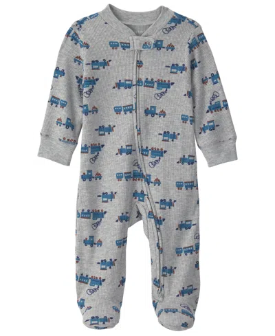 Carter's Baby Boys' Train 2-way Zip Thermal Sleep & Play In Blue
