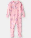 Carter's Baby Boys Train Printed Footed Long-sleeve Bodysuit In Pink