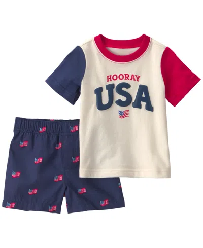 Carter's Baby Boys' Usa Short-sleeve Top And Shorts, 2-piece Set In Multi