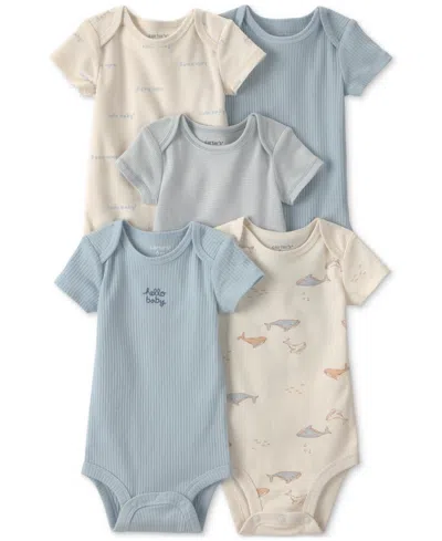 Carter's Baby Boys' Whale Print Short-sleeve Bodysuits, 5-pack In Multi
