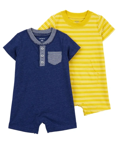 Carter's Baby  2 Pack Rompers In Blue