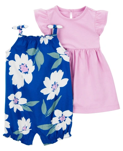 Carter's Baby  3 Piece Dress And Romper Set In Blue