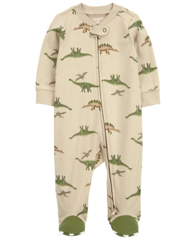 Carter's Baby Dinosaur Snap Up Cotton Sleep And Play Pajamas In Green