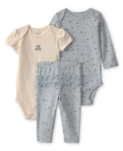 Carter's Baby Girl's Blueberry Bodysuit & Pant 3-piece Set In Multi