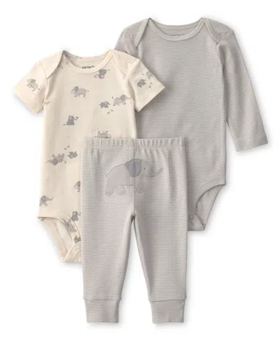 Carter's Baby Girl's Or Boy's Elephant Bodysuit & Pant 3-piece Set In Multi