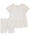 Carter's Toddler Girls Heart-print Top & Shorts, 2 Piece Set In Grey Heather