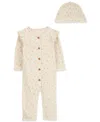 Carter's Baby Girls 2-pc. Printed Jumpsuit & Beanie Set In Ivory