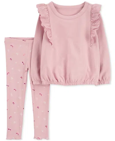 Carter's Baby Girls 2-pc. Pullover Sweatshirt & Legging Set In Pink