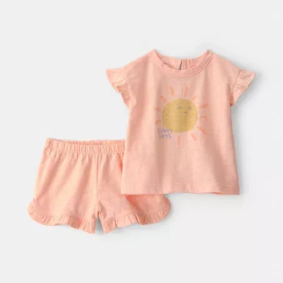 Carter's Baby Girls 2-pc. Short Set In Orange