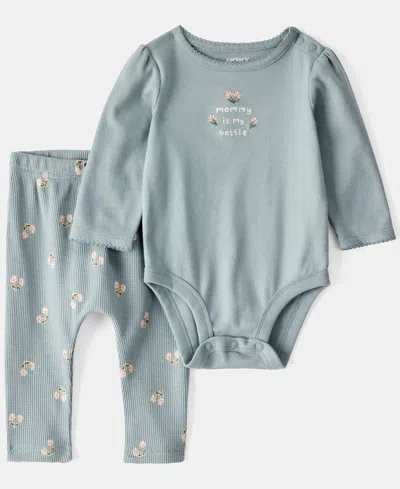 Carter's Baby Girls 2-piece Bodysuit And Pants Set In Green