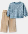 Carter's Baby Girls 2-piece Bow Top And Corduroy Pants Set In Multi