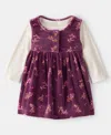 Carter's Baby Girls 2-piece Flower Print Dress And Bodysuit Set In Purple
