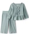 Carter's Baby Girls 2-pieee Top And Pants Set In Green