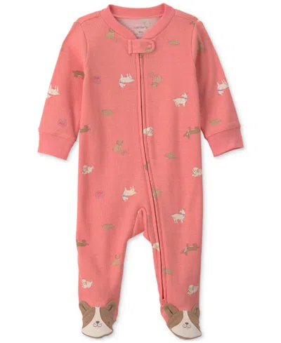 Carter's Baby Girls' 2-way Zip Sleep & Play In Red