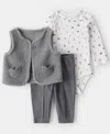Carter's Baby Girls 3-piece Sleeveless Vest, Bodysuit And Pants Set In Multi