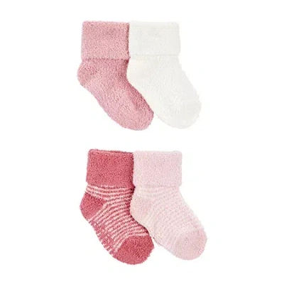 Carter's Baby Girls 4 Pair Baby Booties In Pink