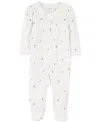 Carter's Baby Girls Air Balloon 2-way-zipper Textured Sleep And Play Footed Coverall In White