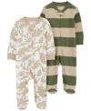 CARTER'S BABY GIRLS AND BABY BOYS COTTON TWO WAY ZIP FOOTED COVERALLS, PACK OF 2