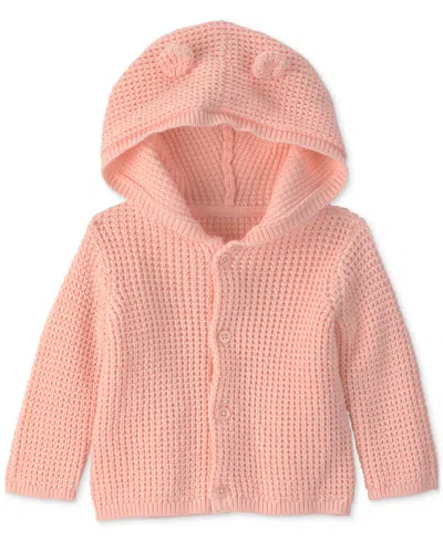 Carter's Baby Girls' And Boys' Bear Ears Long-sleeve Hooded Sweater In Pink