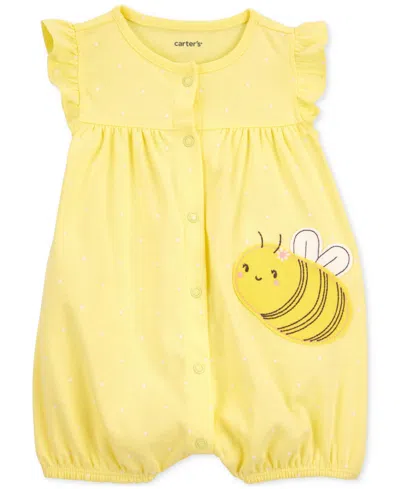 Carter's Baby Girls Baby Bee Snap-up Cotton Romper In Yellow