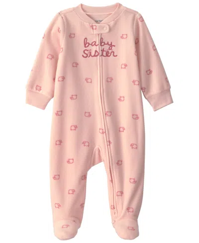 Carter's Baby Girls' Baby Sister Fleece 2-way Zip Sleep & Play In Multi