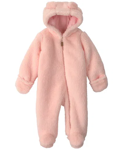 Carter's Baby Girls' Bear Hooded Long-sleeve Jumpsuit In Pink