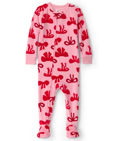 Carter's Baby Girls' Bears & Bows 2-way Zipper Snug Fit Footed Pajamas In Multi