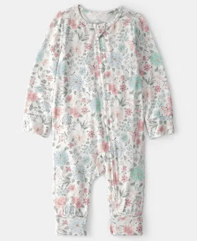 Carter's Baby Girls' Butterfly Garden Print 2-way Zip Sleep And Play Pajama In Multi