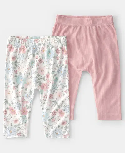 Carter's Baby Girls' Butterfly Garden Print Pants, 2-pack In Multi