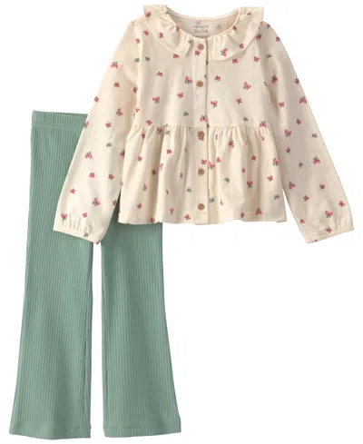Carter's Baby Girls' Butterfly Top And Pants, 2-piece Set In White