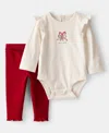 Carter's Baby Girls Candy Cane Ruffle Bodysuit And Pants, 2-piece Set In Multi