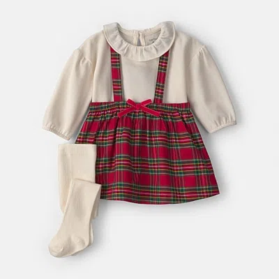 Carter's Baby Girls Cap Plaid 3-pc. Dress Set In Neutral