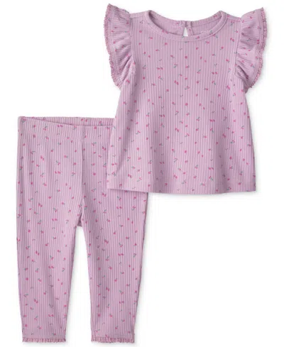 Carter's Baby Girls' Cherry Short-sleeve Top And Pant 2-piece Set In Pink