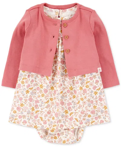 Carter's Baby Girls Cotton Bodysuit Dress & Cardigan, 2 Piece Set