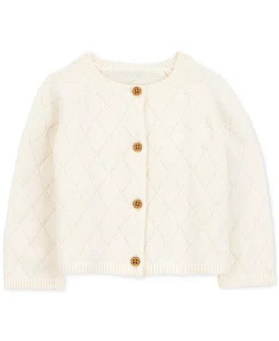 Carter's Baby Girls Cotton Button-up Cardigan In Ivory