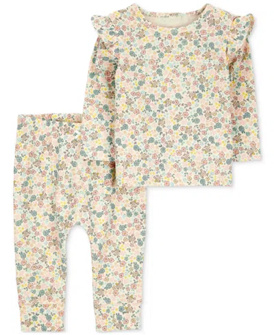 Carter's Baby Girls Cotton Floral Top & Pants, 2 Piece Set In Ivory Floral