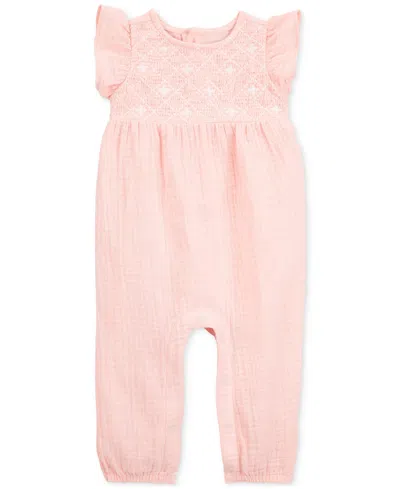 Carter's Baby Girls Cotton Gauze Jumpsuit In Pink