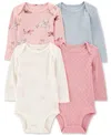Carter's Baby Girls Cotton Puppy Long-sleeve Bodysuits, 4 Pack