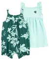 CARTER'S BABY GIRLS COTTON ROMPER, DRESS AND DIAPER COVER, 3 PIECE SET