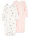 Carter's Baby Girls Rib Round Neck Long Sleeve 2-pc. Nightgown