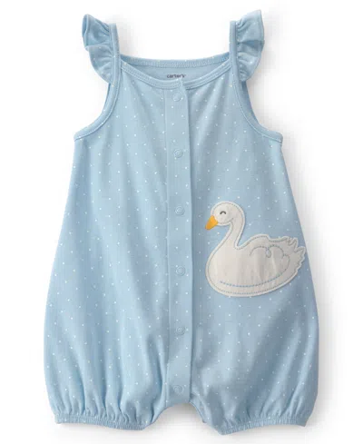 Carter's Baby Girls' Cotton Snap-up Romper In Blue