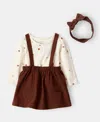 Carter's Baby Girls Cotton Turkey-print Bodysuit, Headband & Suspender Skirt, 3 Piece Set In Multi