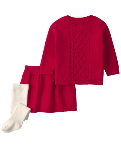 Carter's Baby Girls' Crewneck Sweater, Skirt And Tights, 3-piece Set In White