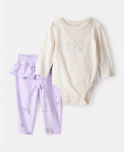 Carter's Baby Girls Daddy's Little Princess Cotton Long-sleeve Bodysuit & Pants, 2 Piece Set In Multi