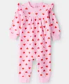 Carter's Baby Girls Daydream Fleece Heart Long-sleeve Jumpsuit In Pink
