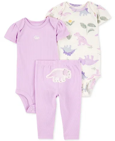 Carter's Baby Girls Dinosaur Little Character Bodysuits & Pants, 3 Piece Set