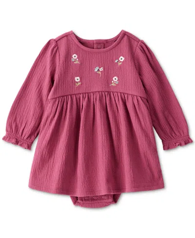 Carter's Baby Girls Embroidered Floral Bodysuit Dress In Pink