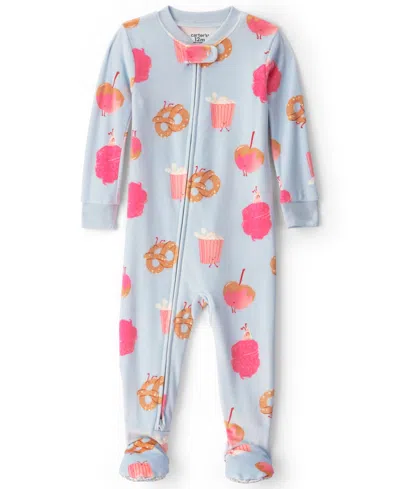 Carter's Baby Girls' Festival Treats Long-sleeve 2-way-zip Footed Dreamplush Pajama In Blue